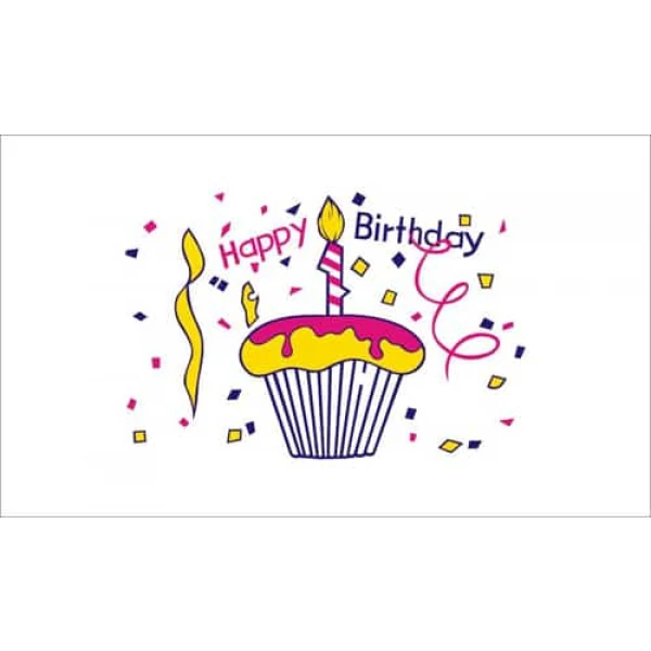 Happy Birthday Cake table flag