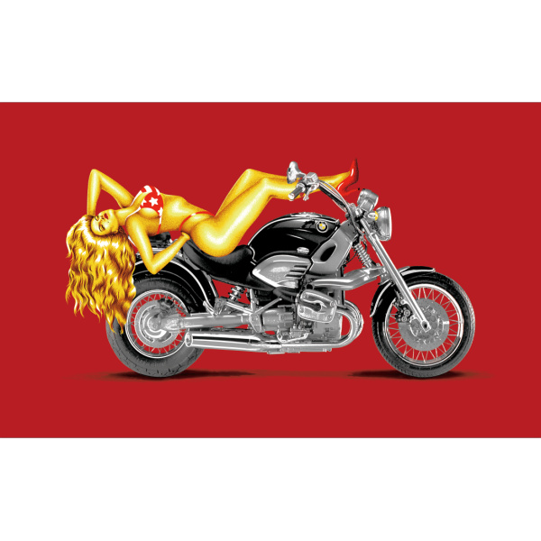 Girl on Motorcycle new 5'x3'