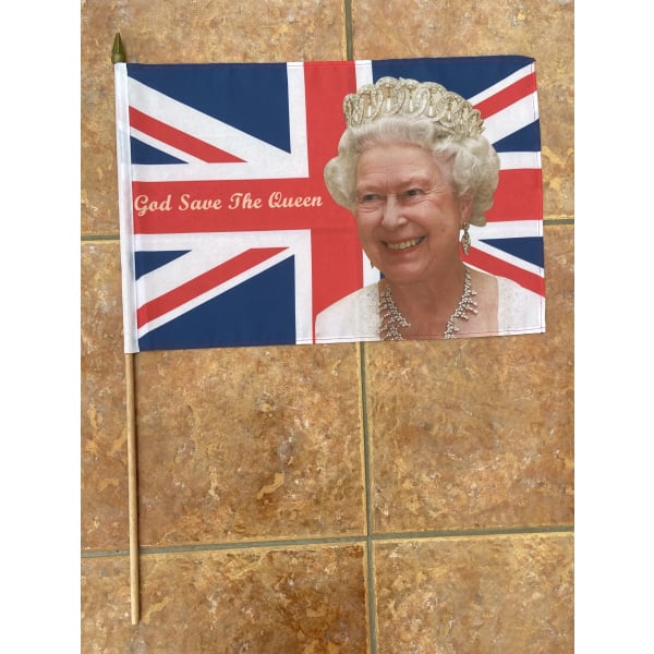 God Save the Queen large Hand Flag 18″ x 12″