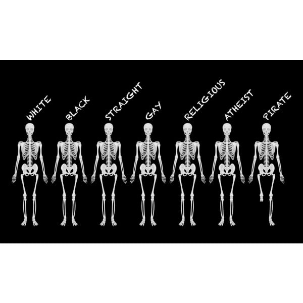 we are all the same flag. skeletons showing different beliefs