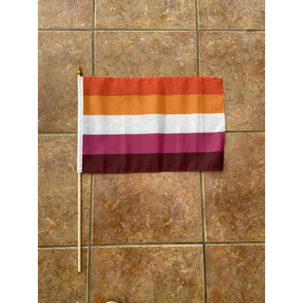 Lesbian 5 stripes (Gay Pride) large hand flag