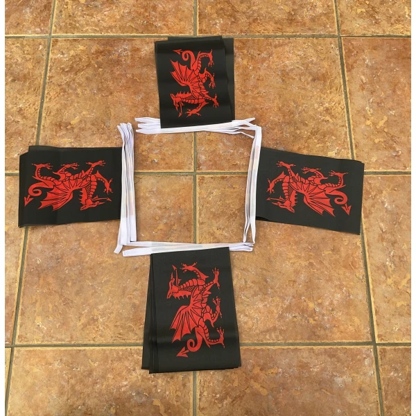 6m 20 flag Welsh Dragon black (Wales) bunting
