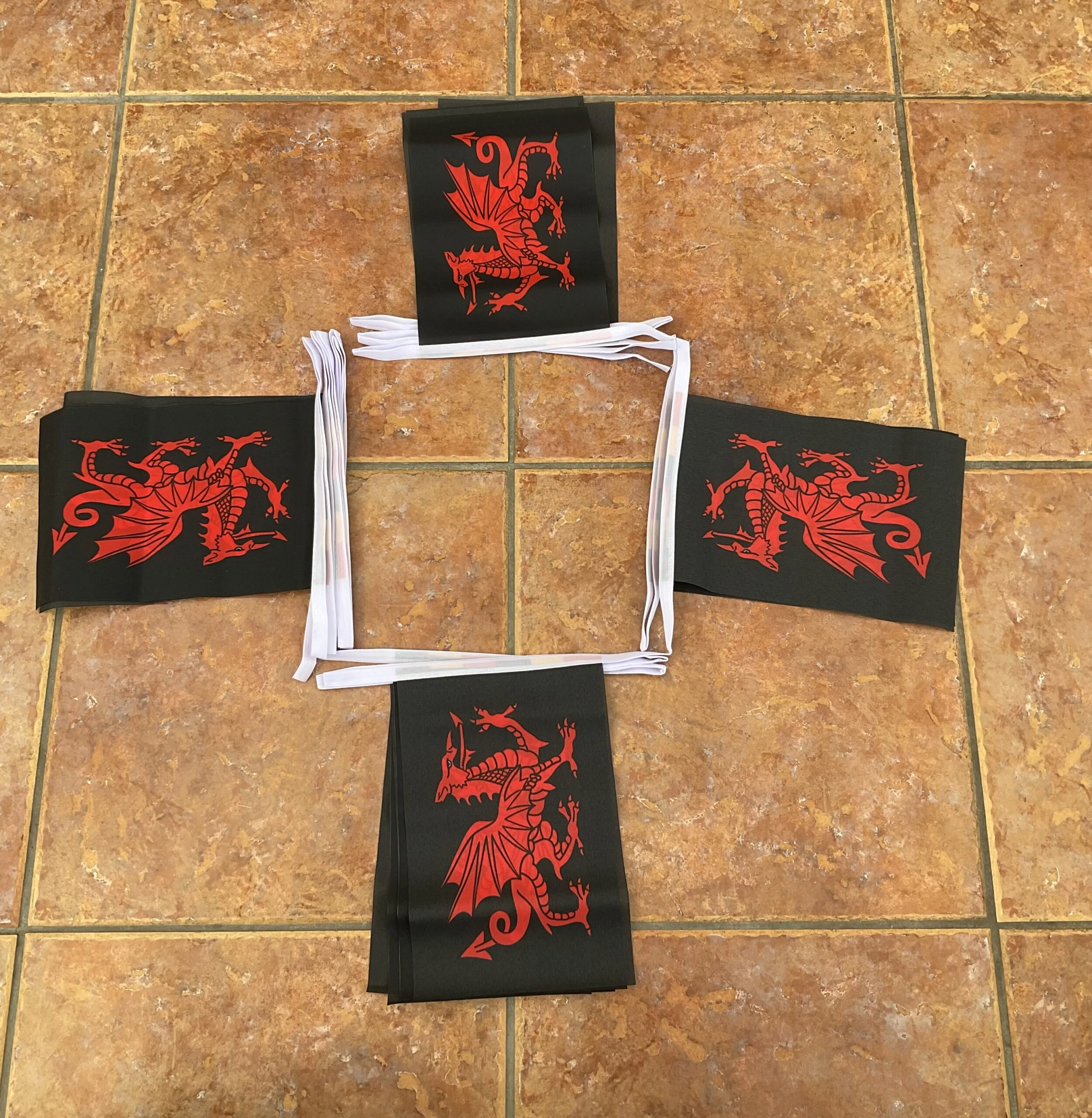 black wales 6m 20 flag Welsh Dragon black (Wales) bunting - Image 1