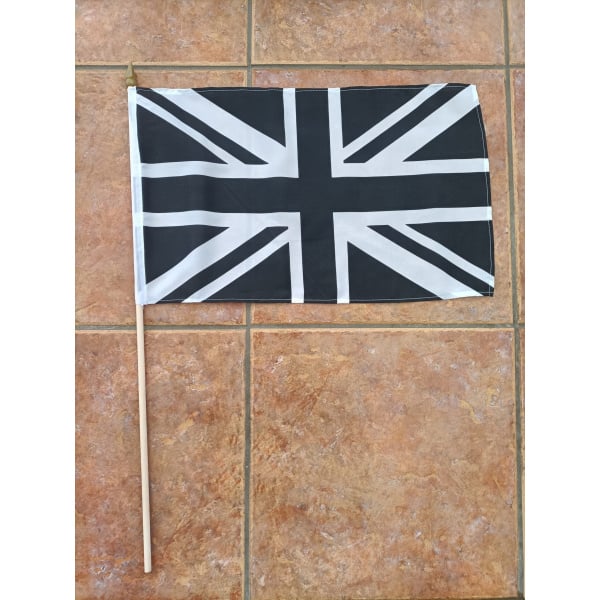 Union Jack black/white large hand flag