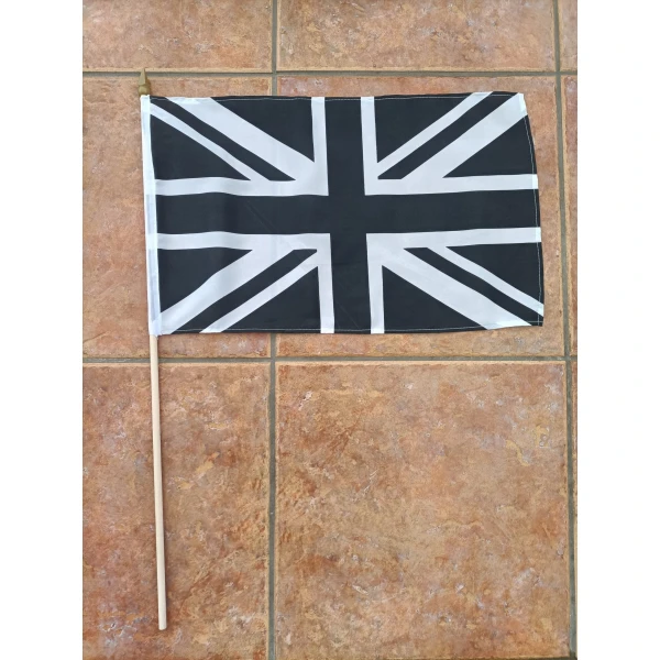 Union Jack black/white large hand flag