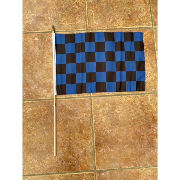 Checkered royal blue/black large hand flag