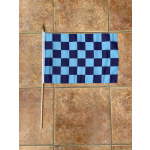 Checkered sky blue/navy large hand flag