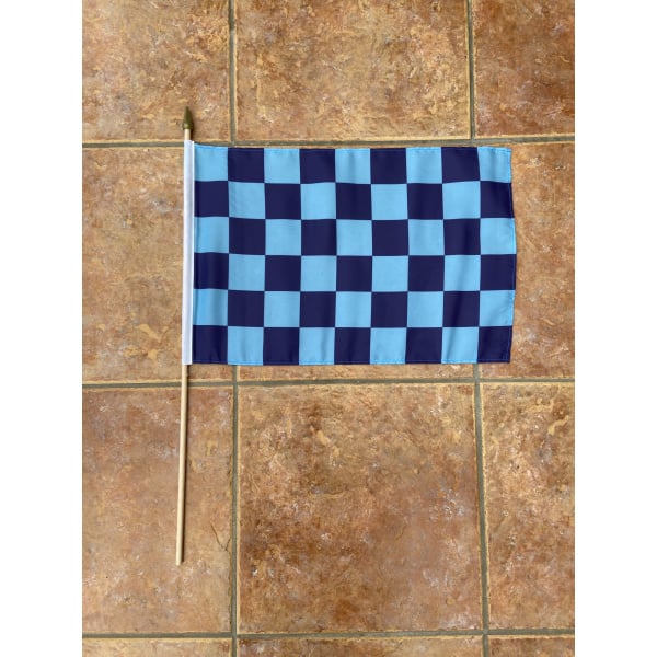 Checkered sky blue/navy large hand flag