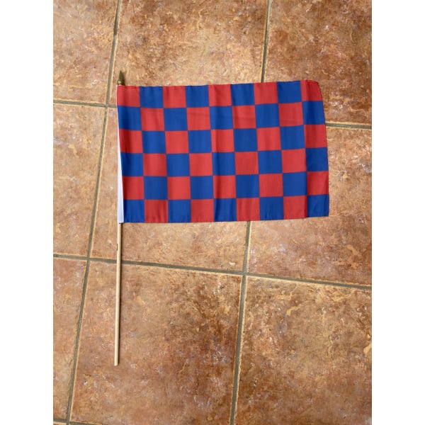 Checkered royal blue/red large hand flag
