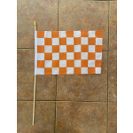 Checkered tangerine/white large hand flag