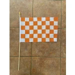 Checkered tangerine/white large hand flag