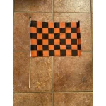 Checkered tangerine/black large hand flag