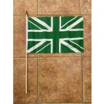 Union Jack green/white large hand flag