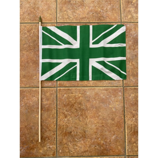 Union Jack green/white large hand flag