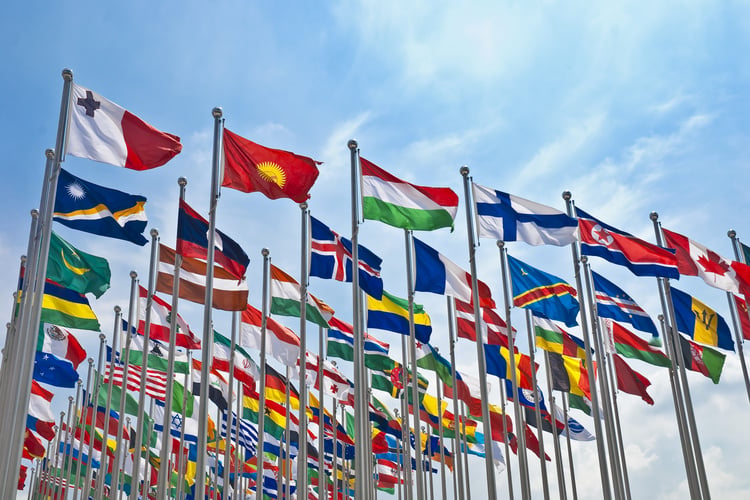 flags flying the the wind