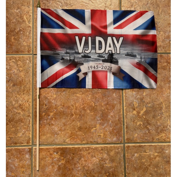 VJ DAY 80th Anniversary 1945-2025 large hand flag