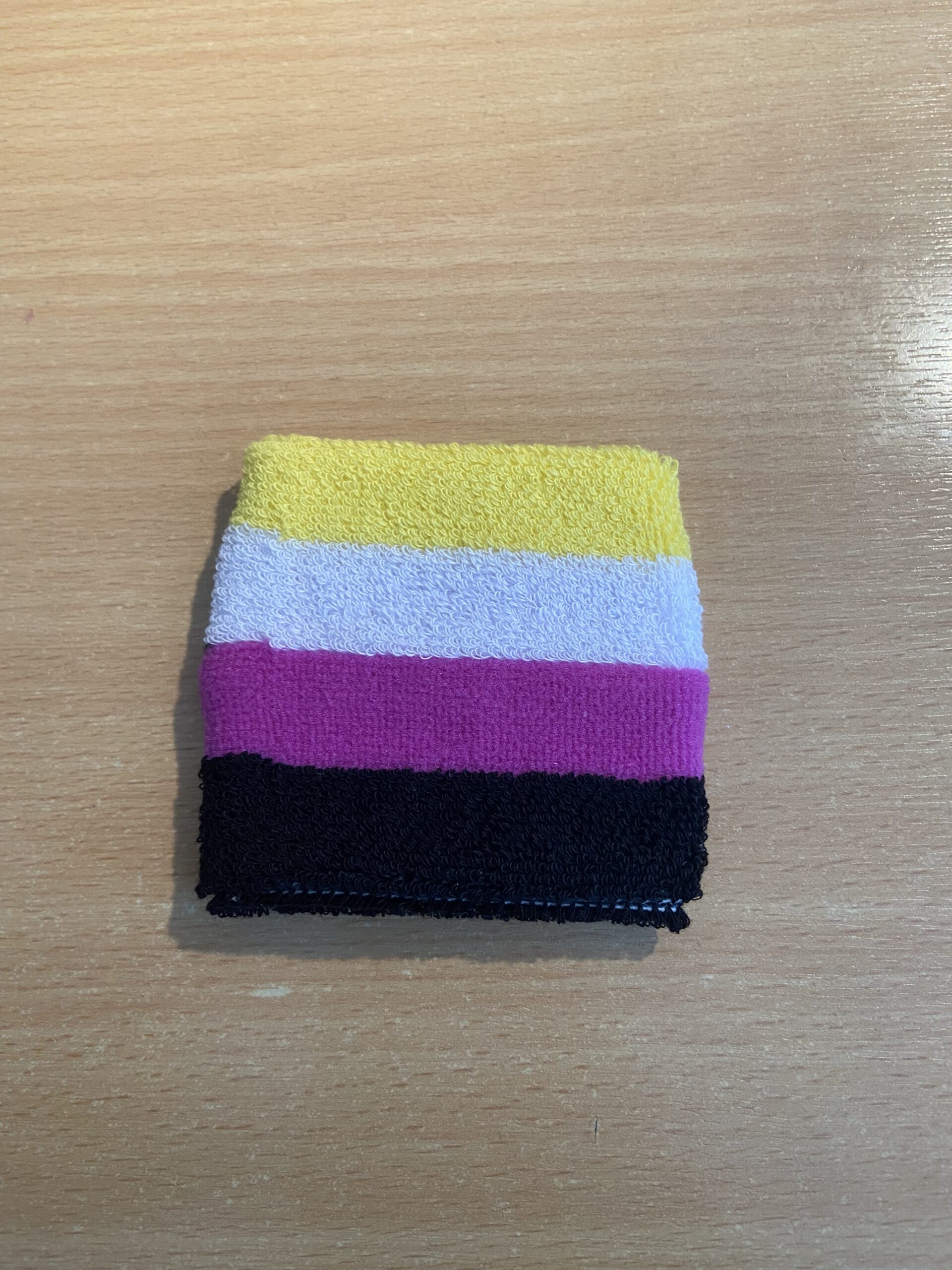 non binary Non Binary (Gay Pride) terry style wrist band/sweat band - Image 1