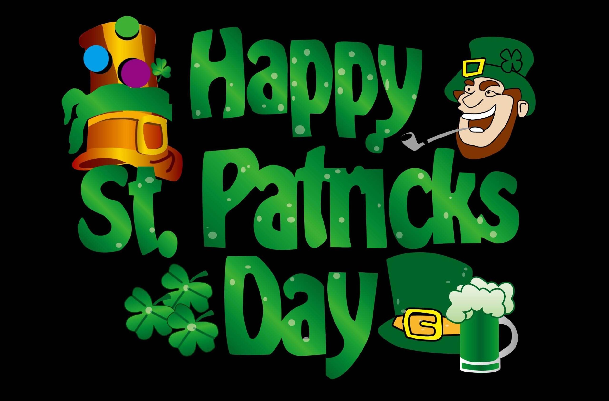 Happystpatricksdayblack Happy St Patrick's Day (black) 5'x3' - Image 1