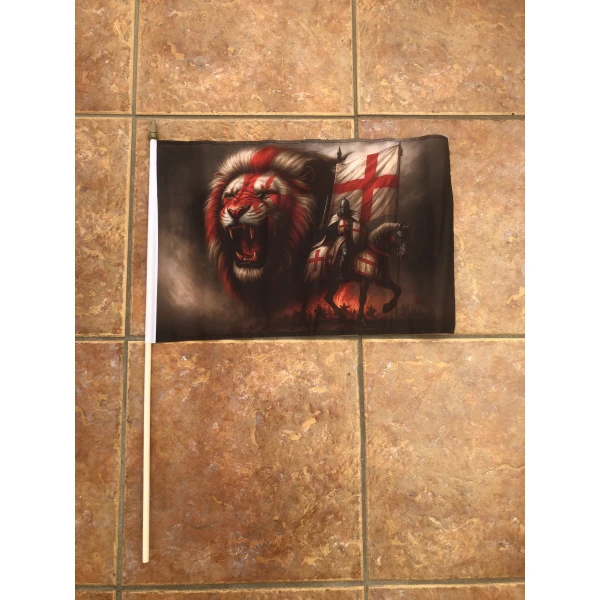 English Patriot with Lion large hand flag
